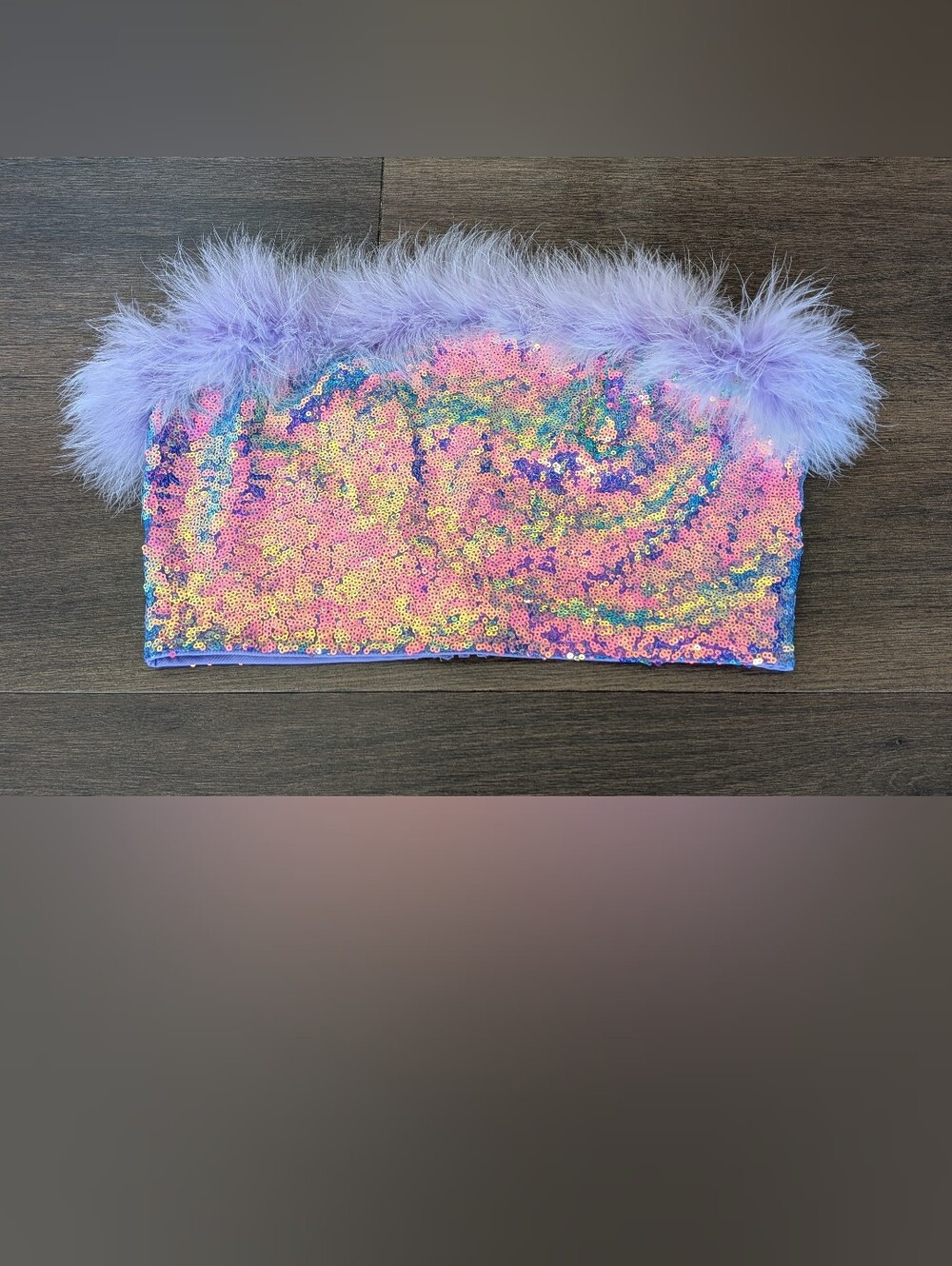 Bear Dance sz. S purple sequin crop top